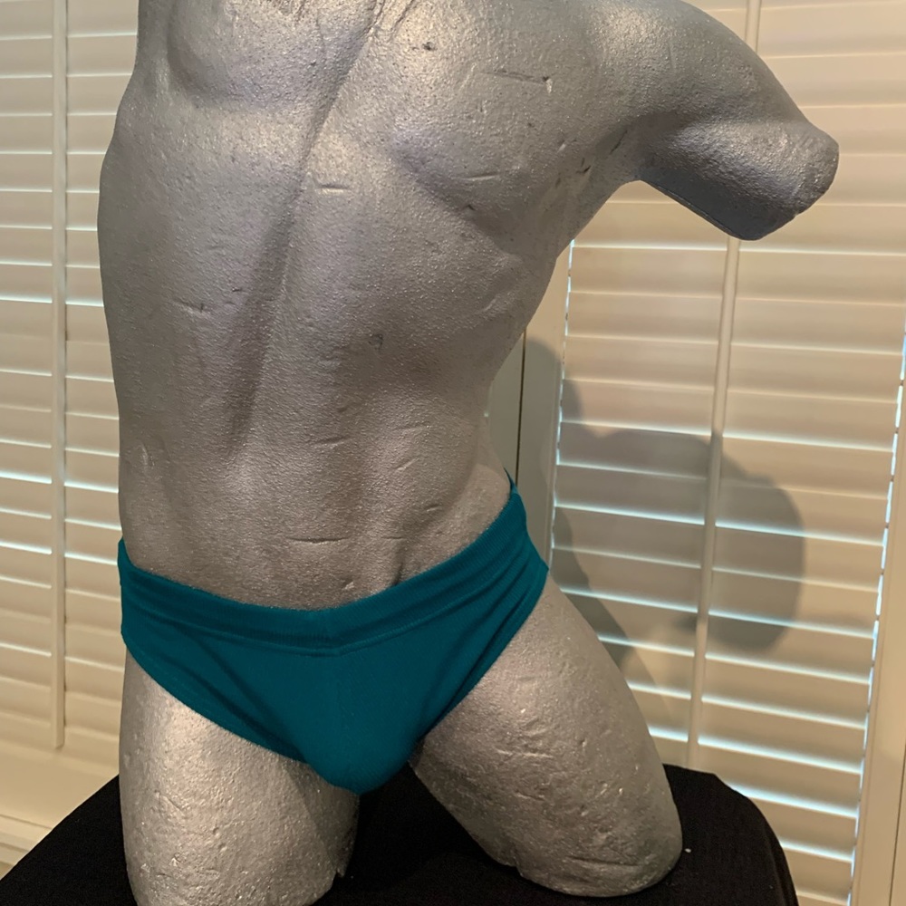 Men's Teal Swim Briefs with Drawstring - Picture 2 of 5
